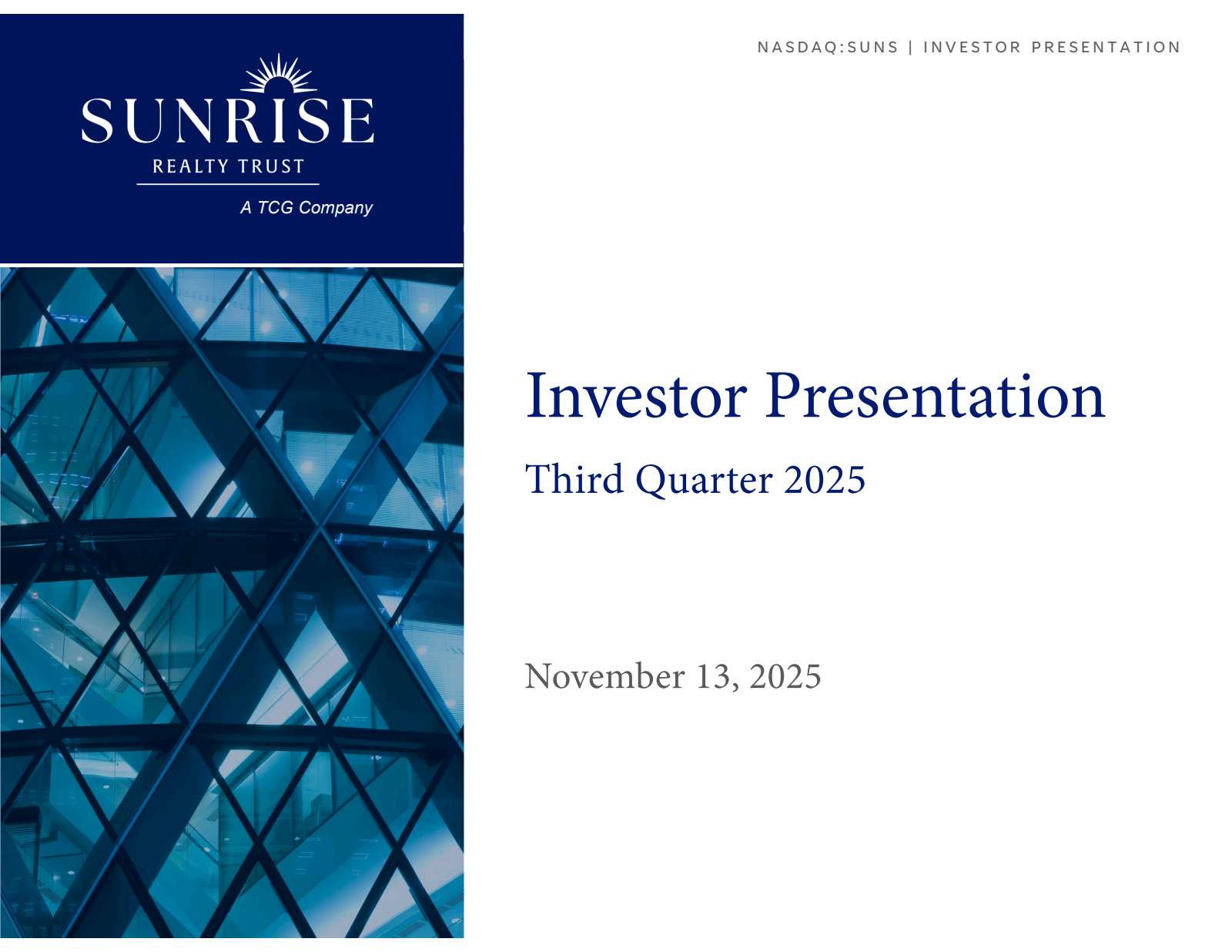 Sunrise Realty Trust's Q3 2025 Slide Deck