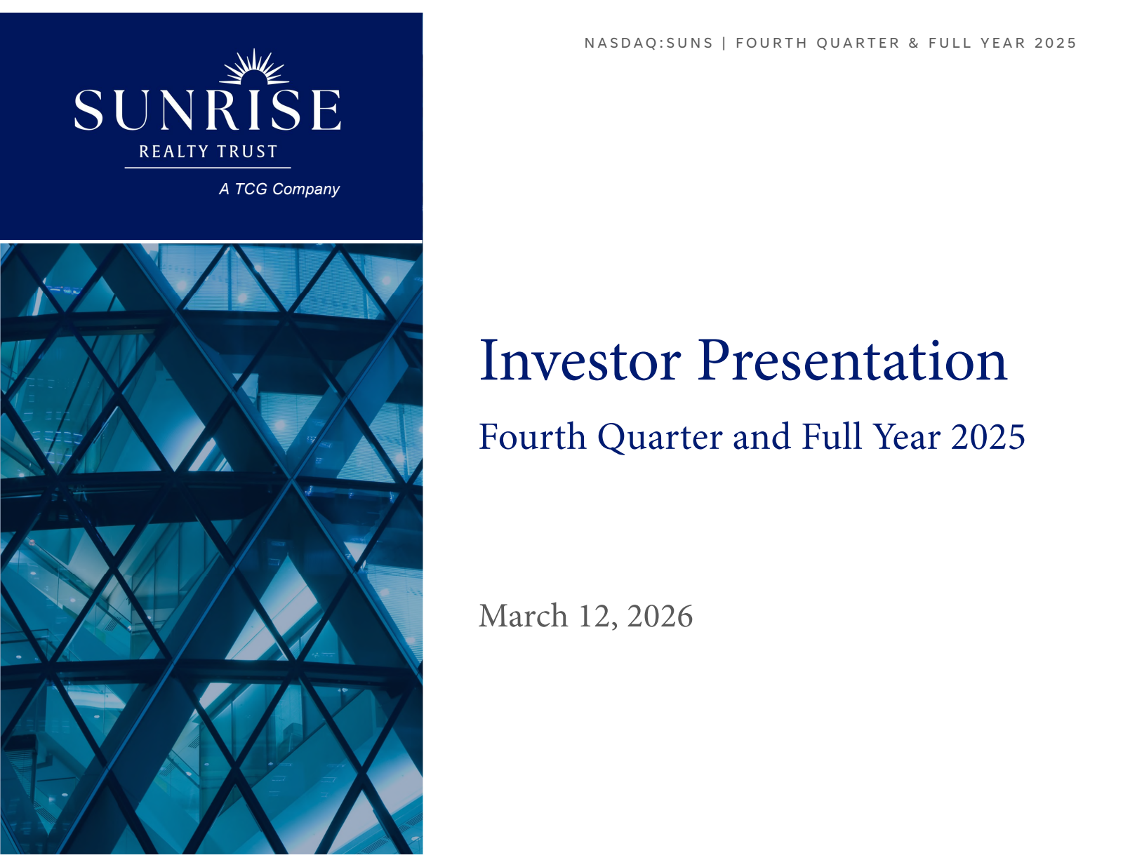 Sunrise Realty Trust's Q4 2025 Slide Deck