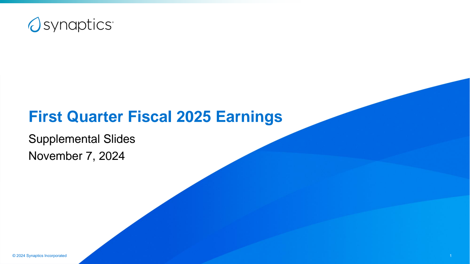 Synaptics' Q1 2025 Slide Deck