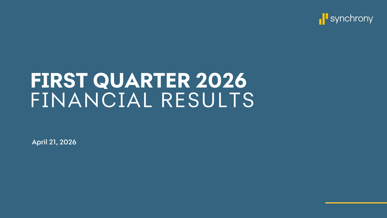 Synchrony Financial's Q1 2026 Slide Deck
