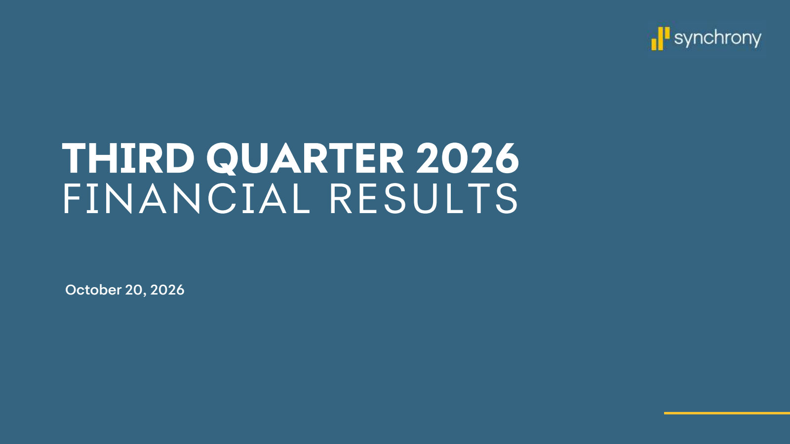 Synchrony Financial's Q3 2026 Slide Deck