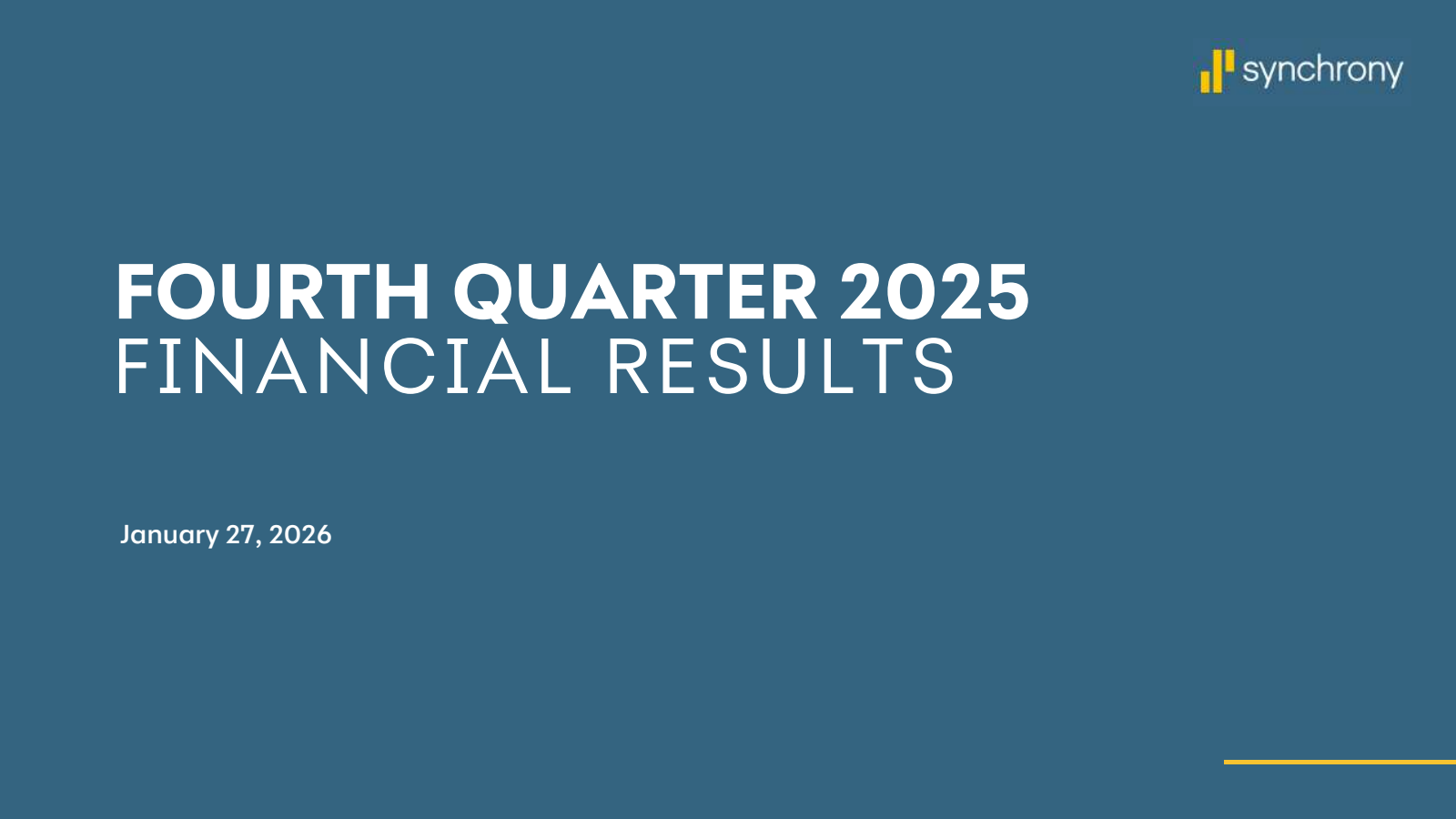 Synchrony Financial's Q4 2025 Slide Deck