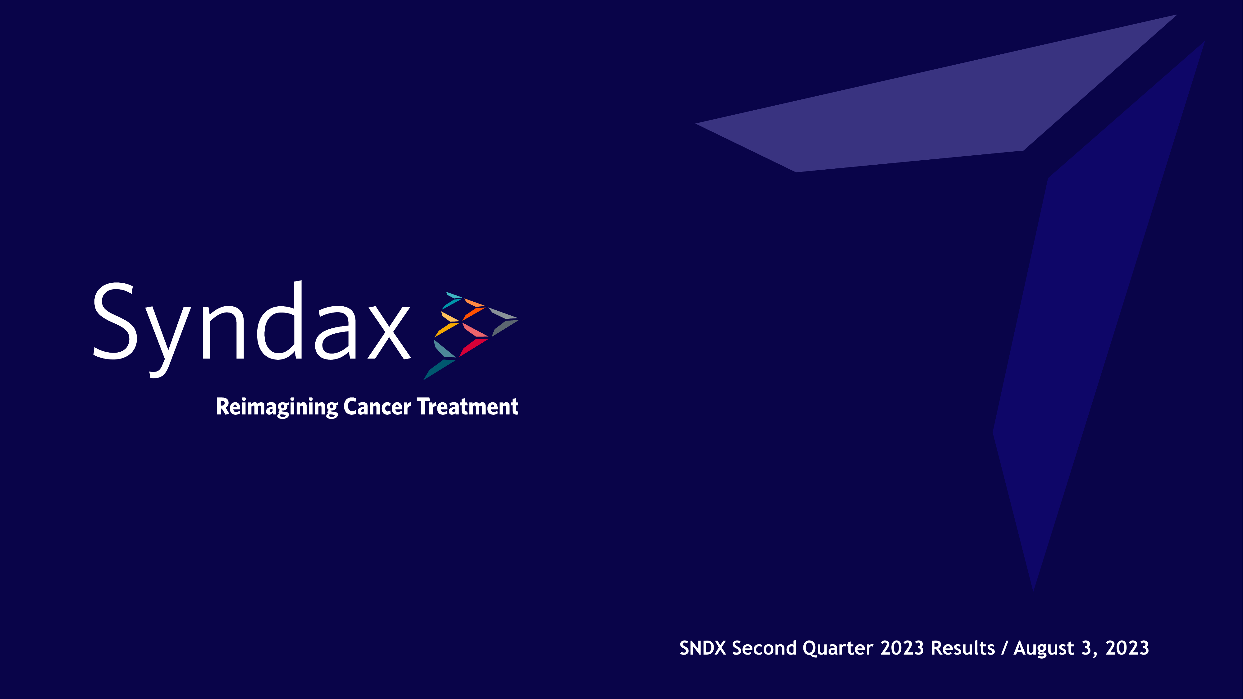 Syndax Pharmaceuticals' Q2 2023 Slide Deck