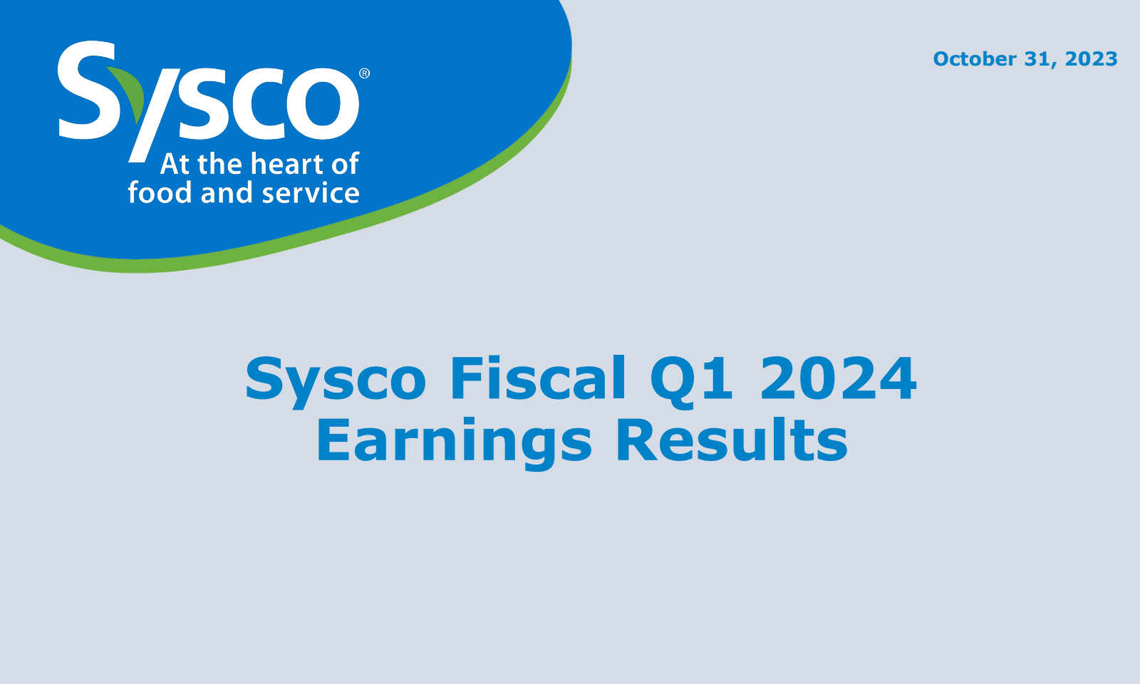Sysco's Q1 2024 Slide Deck