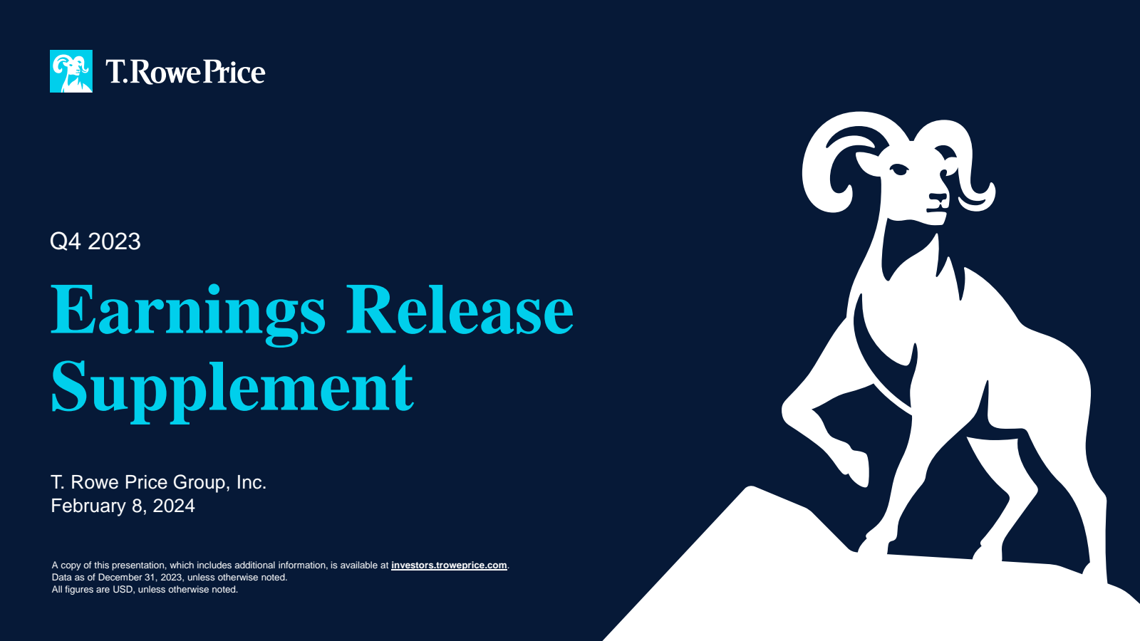 T. Rowe Price Group's Q4 2023 Slide Deck