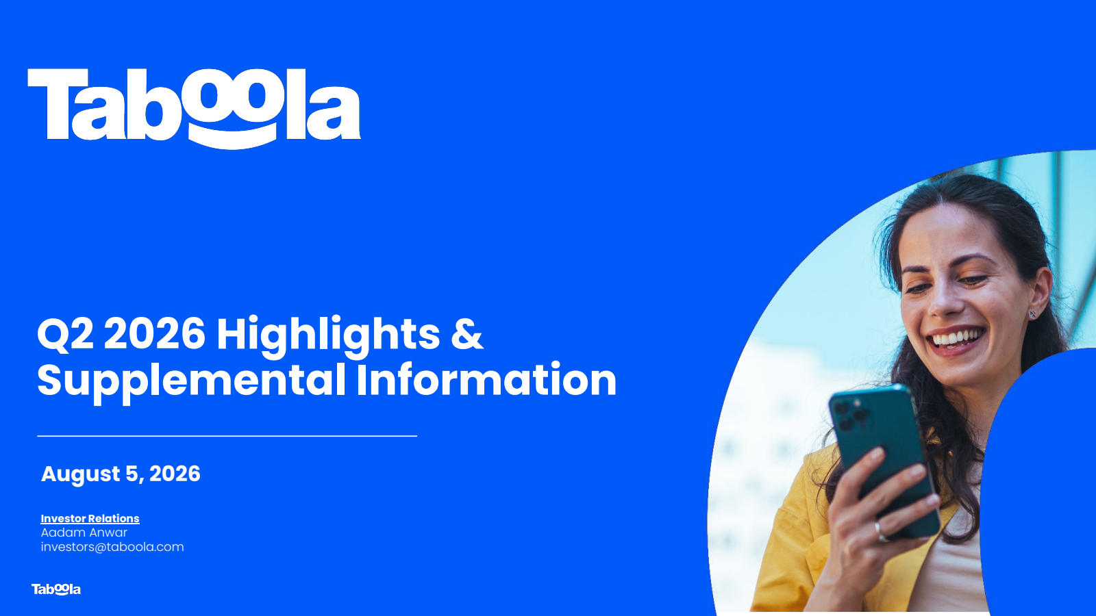 Taboola.com's Q2 2026 Slide Deck