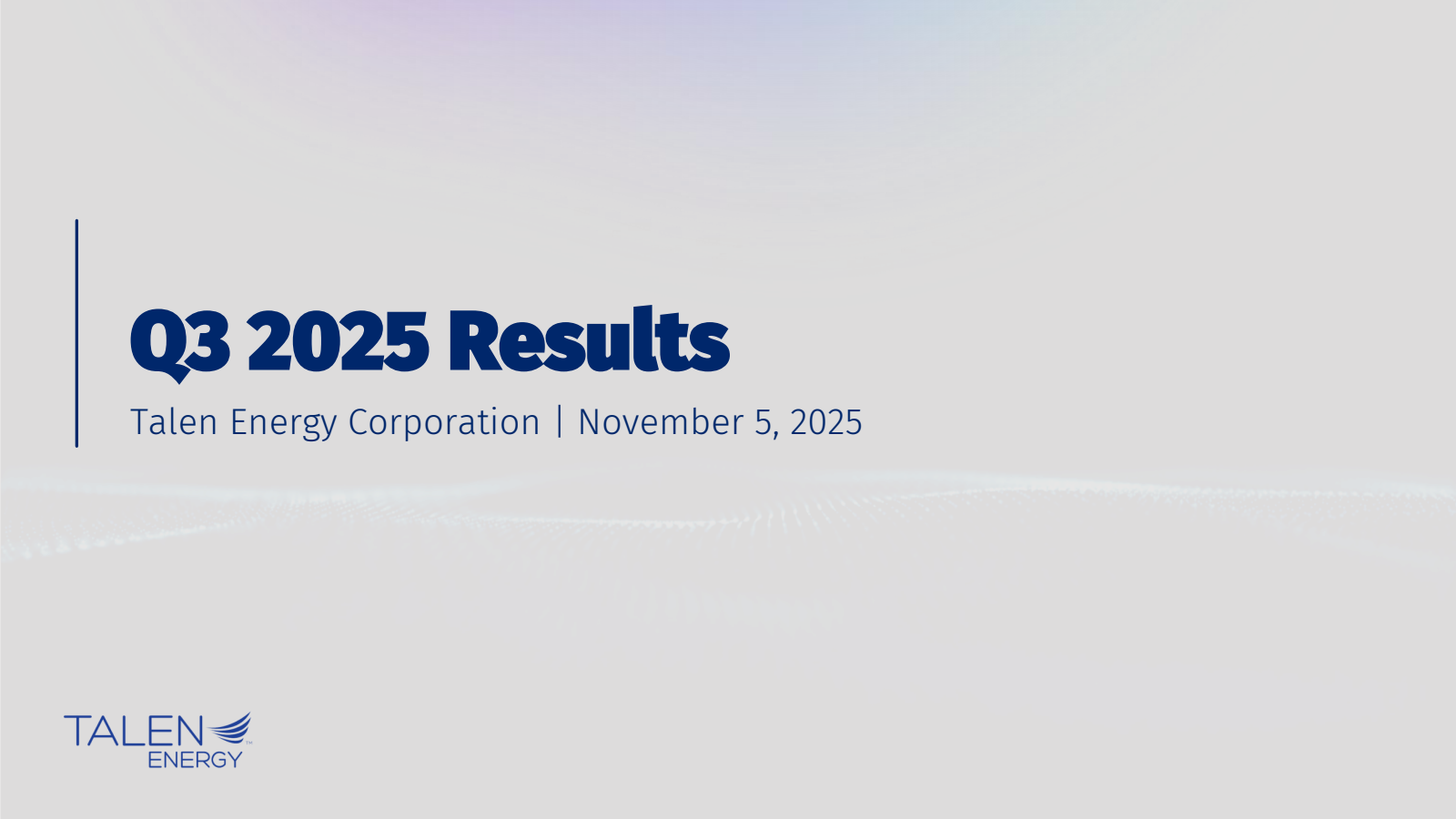 Talen Energy's Q3 2025 Slide Deck