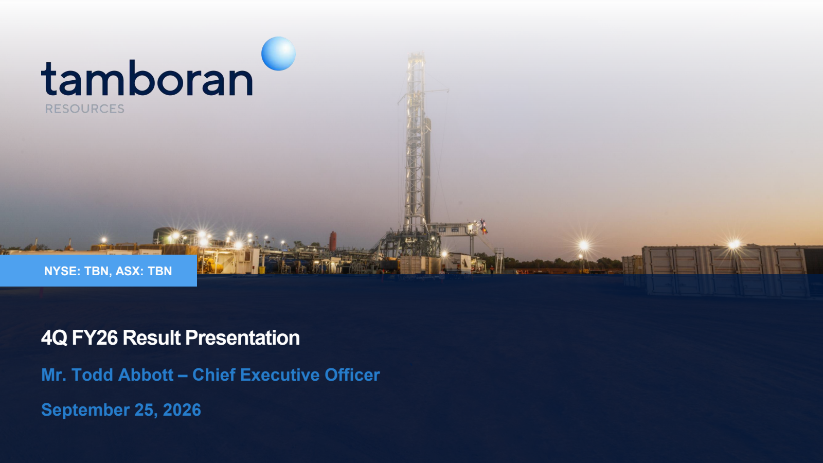 Tamboran Resources' Q4 2026 Slide Deck