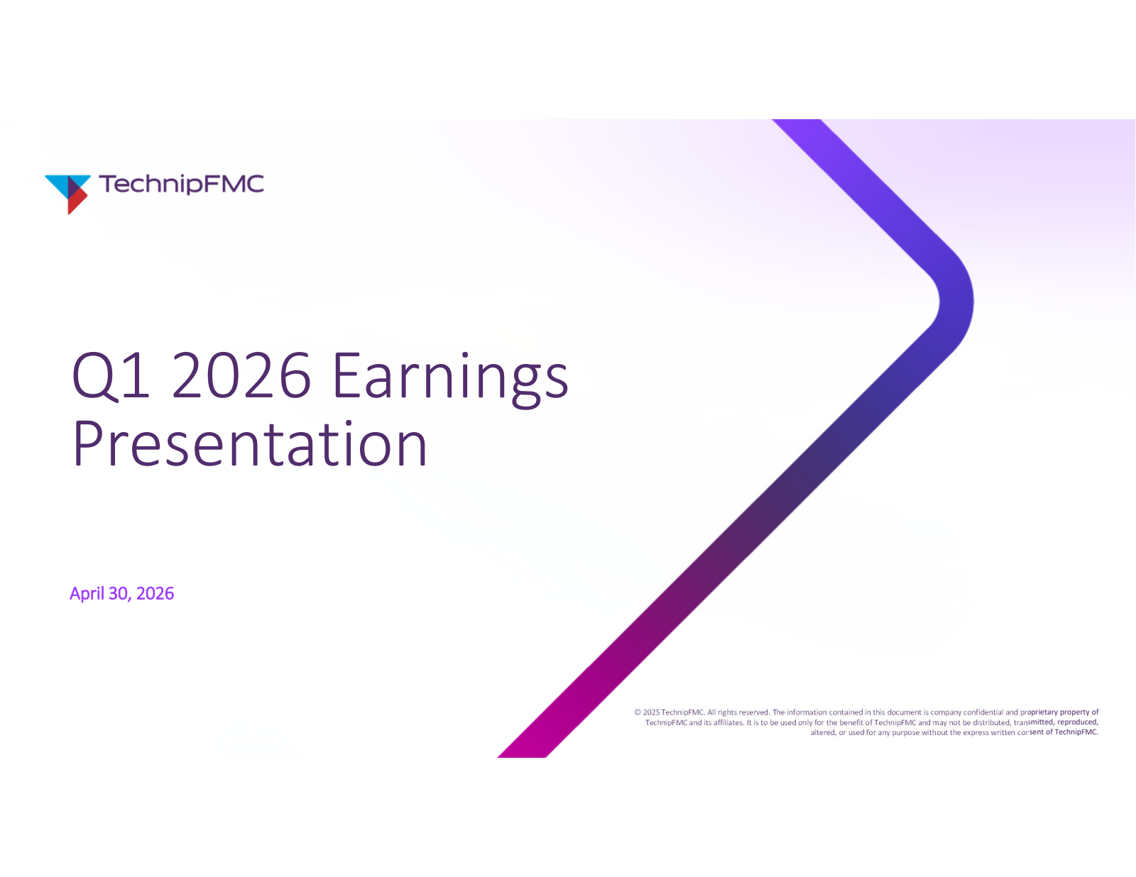 TechnipFMC's Q1 2026 Slide Deck