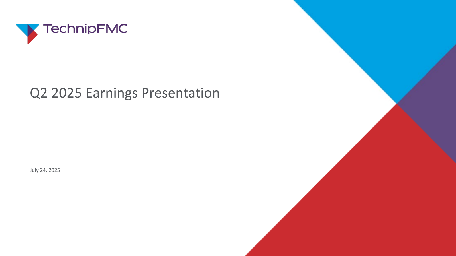 TechnipFMC's Q2 2025 Slide Deck