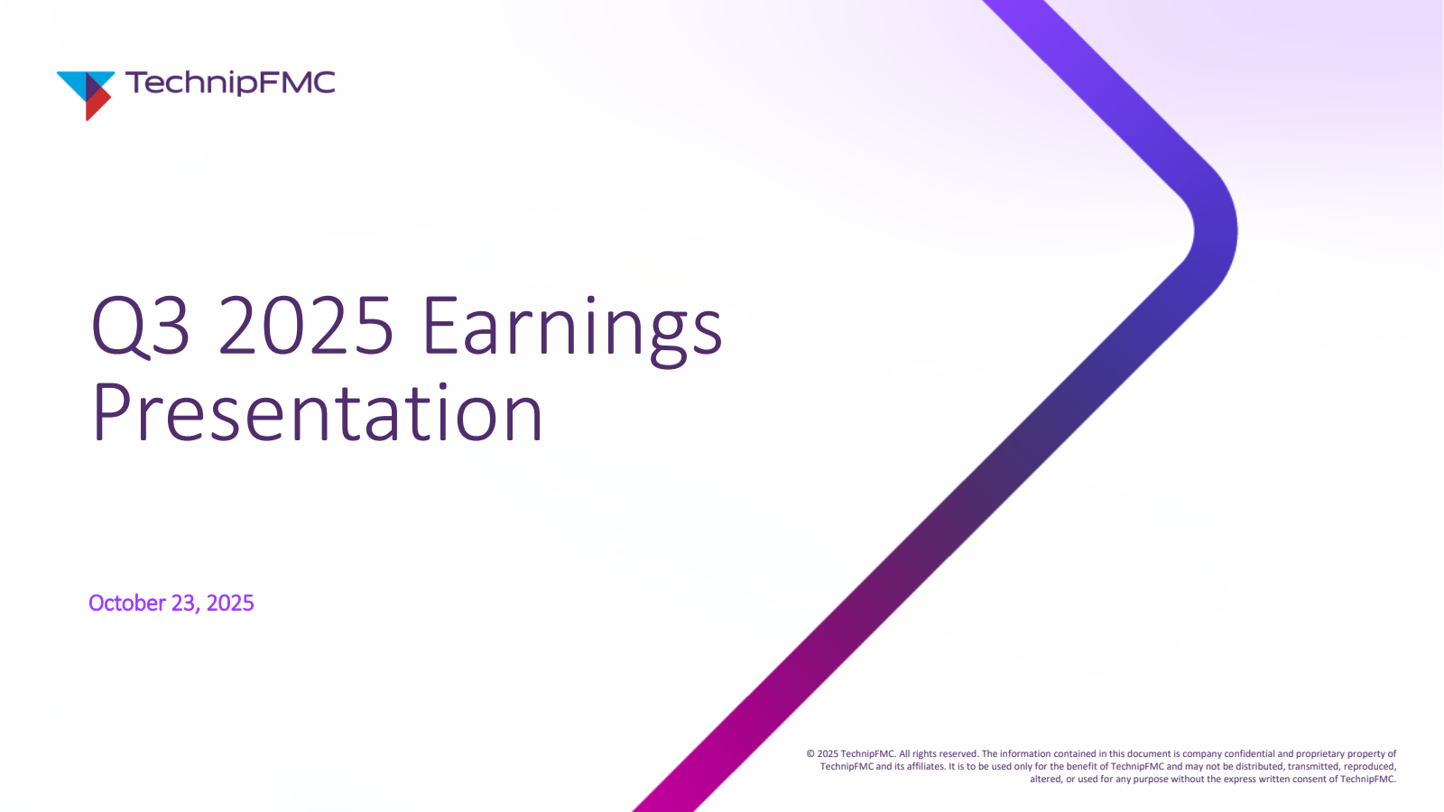 TechnipFMC's Q3 2025 Slide Deck