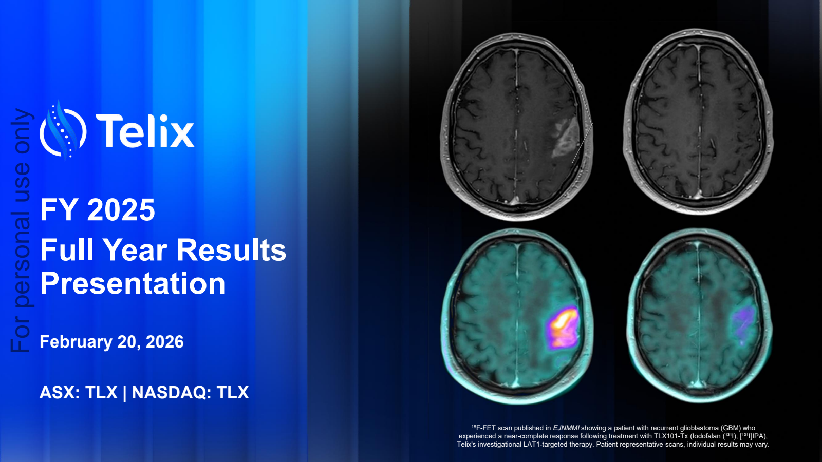 Telix Pharmaceuticals' H2 2025 Slide Deck