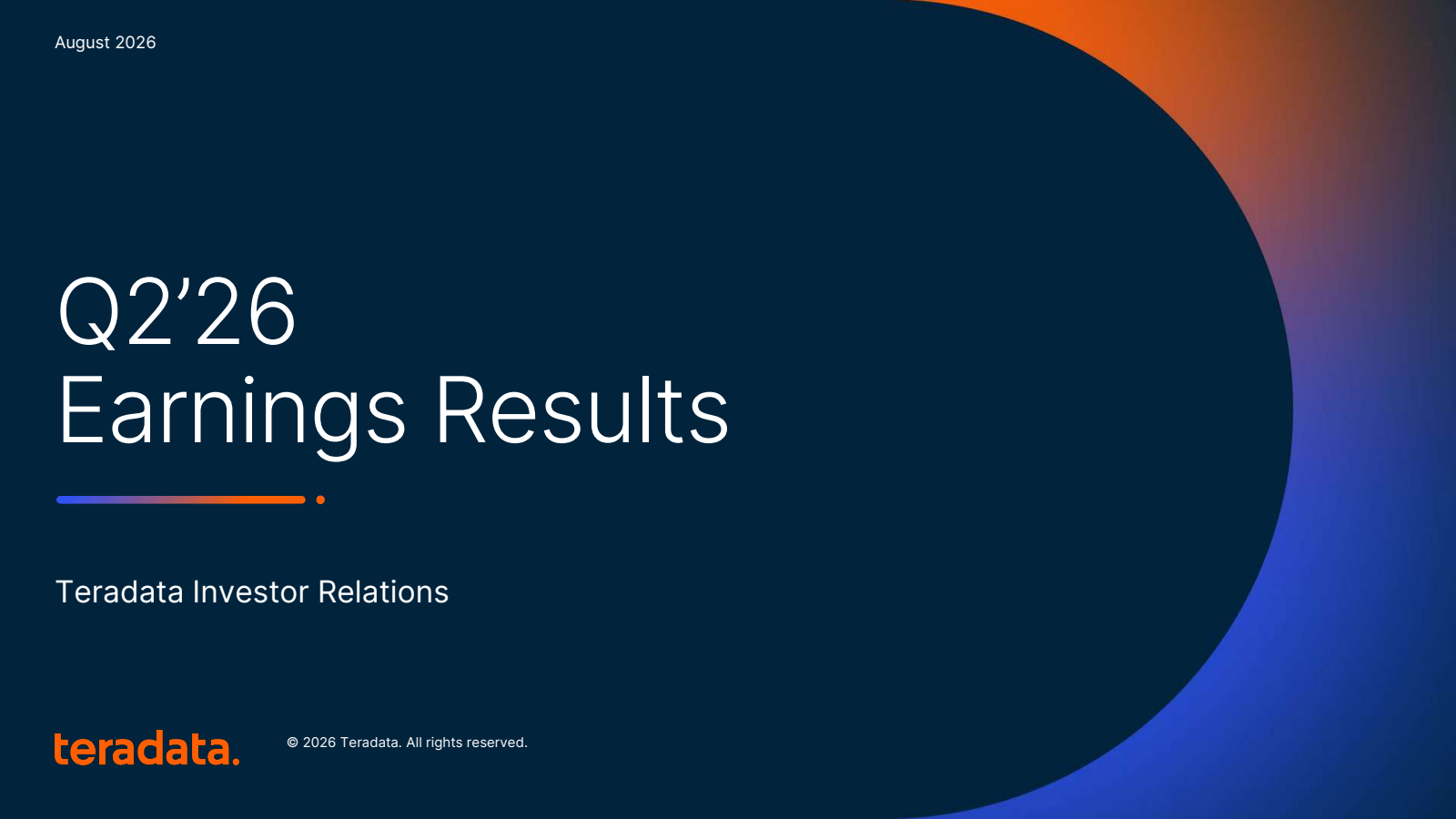 Teradata's Q2 2026 Slide Deck