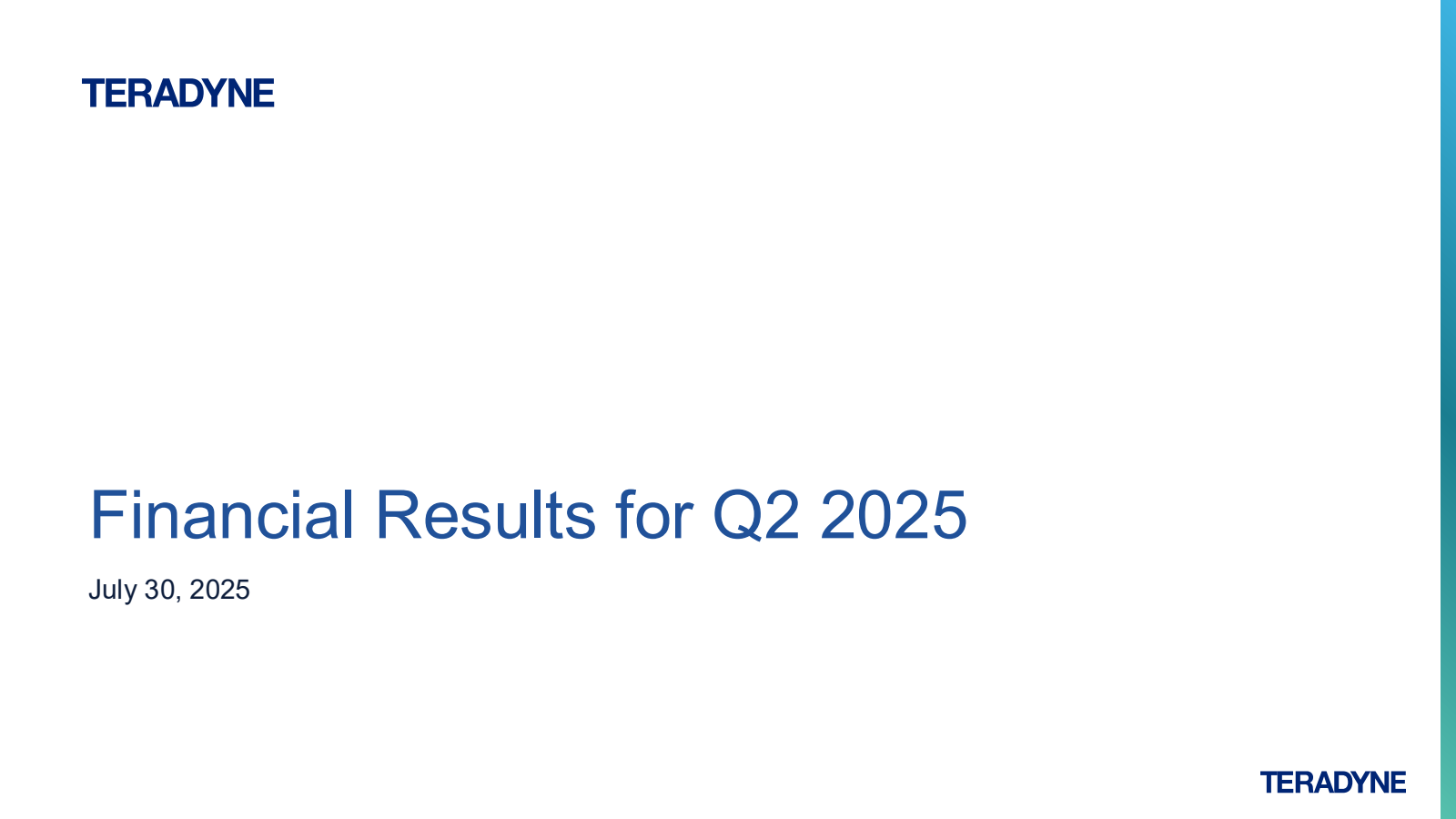 Teradyne's Q2 2025 Slide Deck