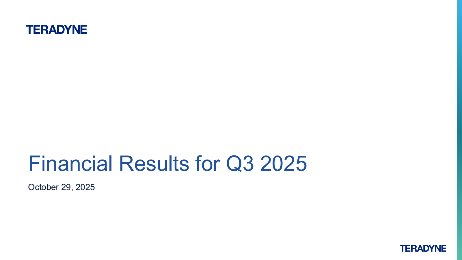 Teradyne's Q3 2025 Slide Deck