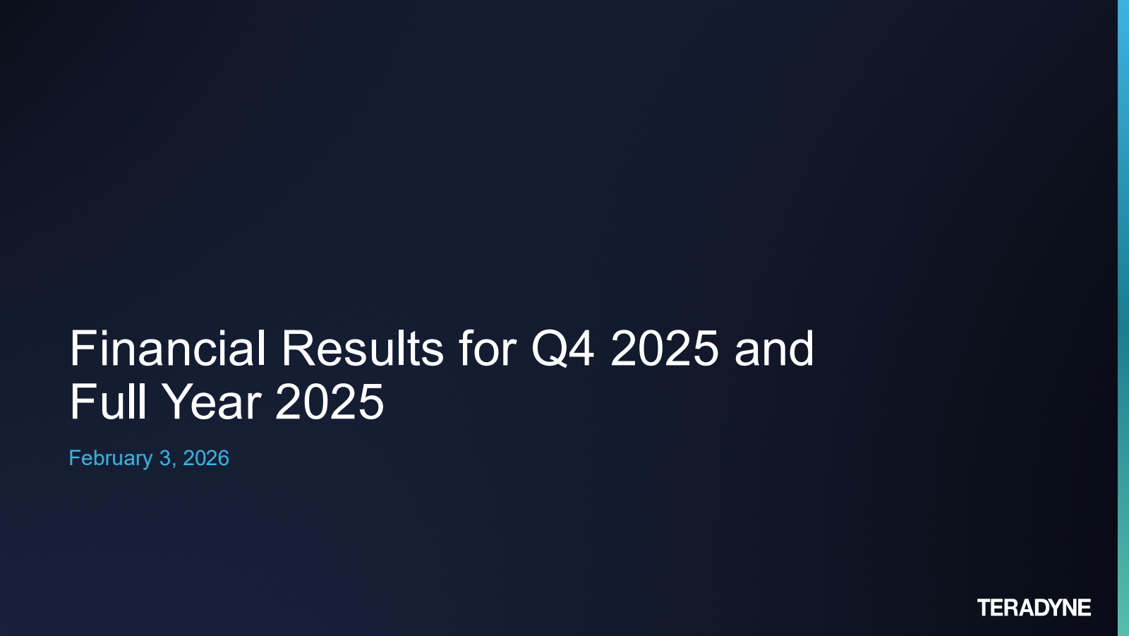 Teradyne's Q4 2025 Slide Deck