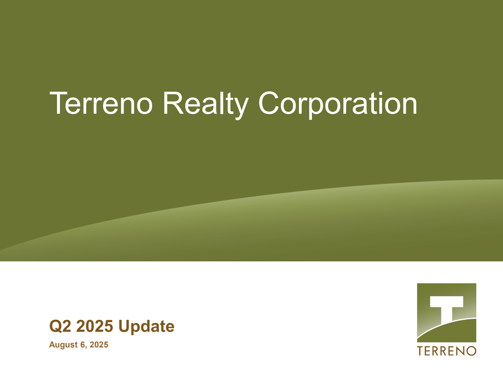 Terreno Realty's Q2 2025 Slide Deck