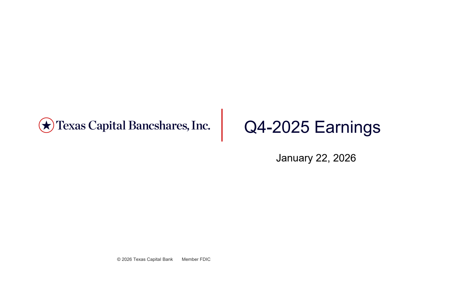 Texas Capital Bancshares' Q4 2025 Slide Deck