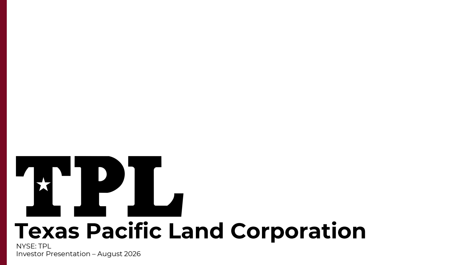 Texas Pacific Land's Q2 2026 Slide Deck
