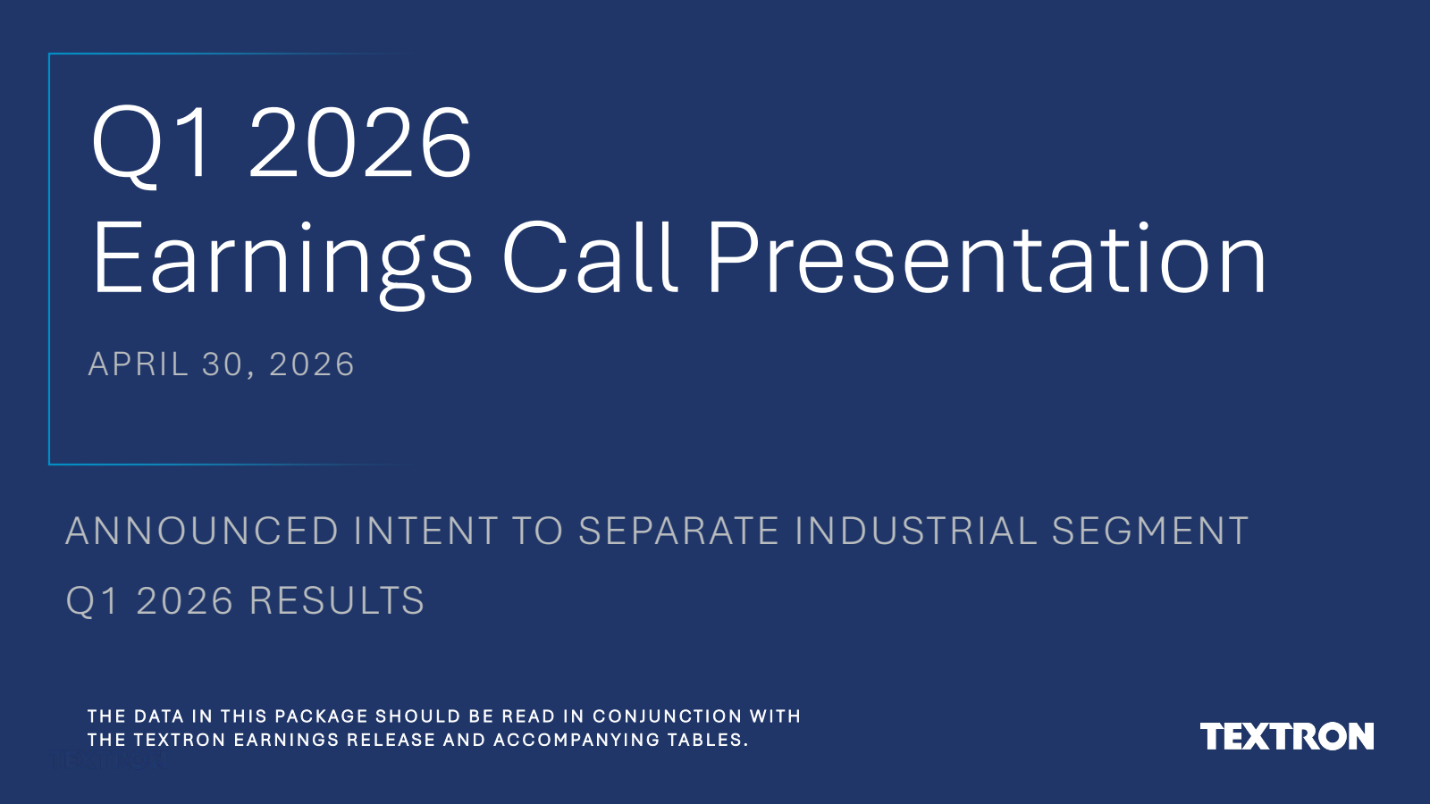 Textron's Q1 2026 Slide Deck
