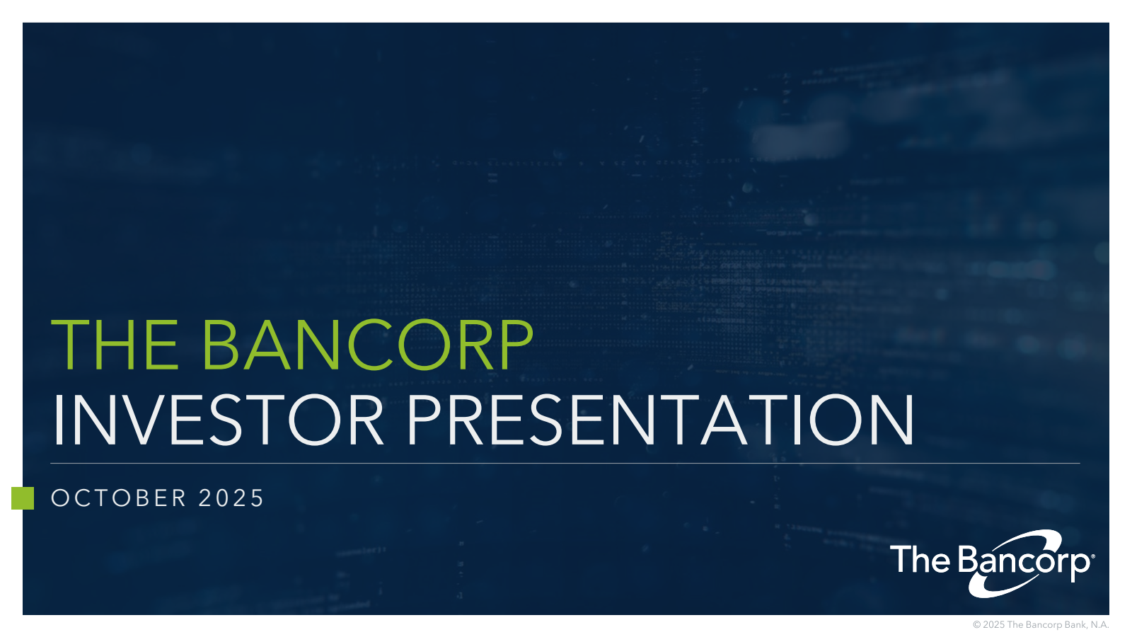 Bancorp's Q3 2025 Slide Deck