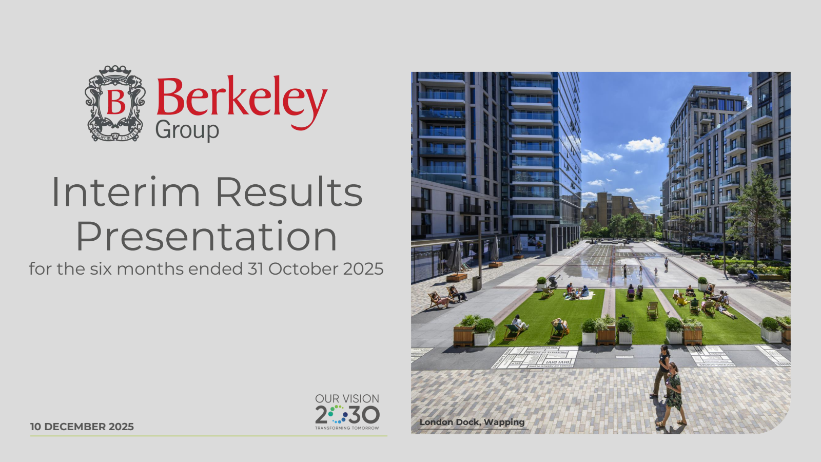 The Berkeley Group's H1 2026 Slide Deck