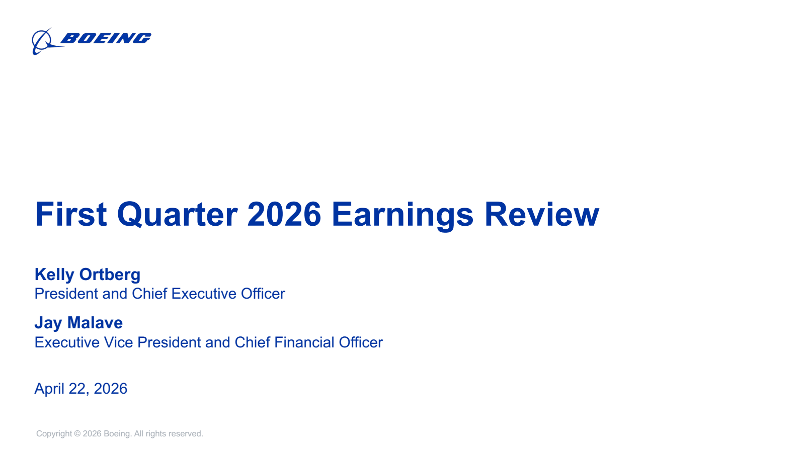 Boeing's Q1 2026 Slide Deck