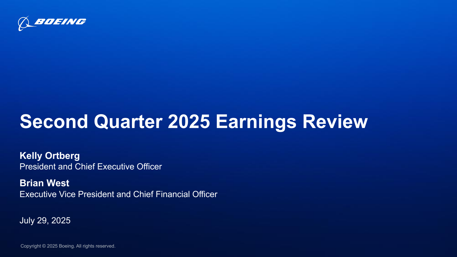Boeing's Q2 2025 Slide Deck