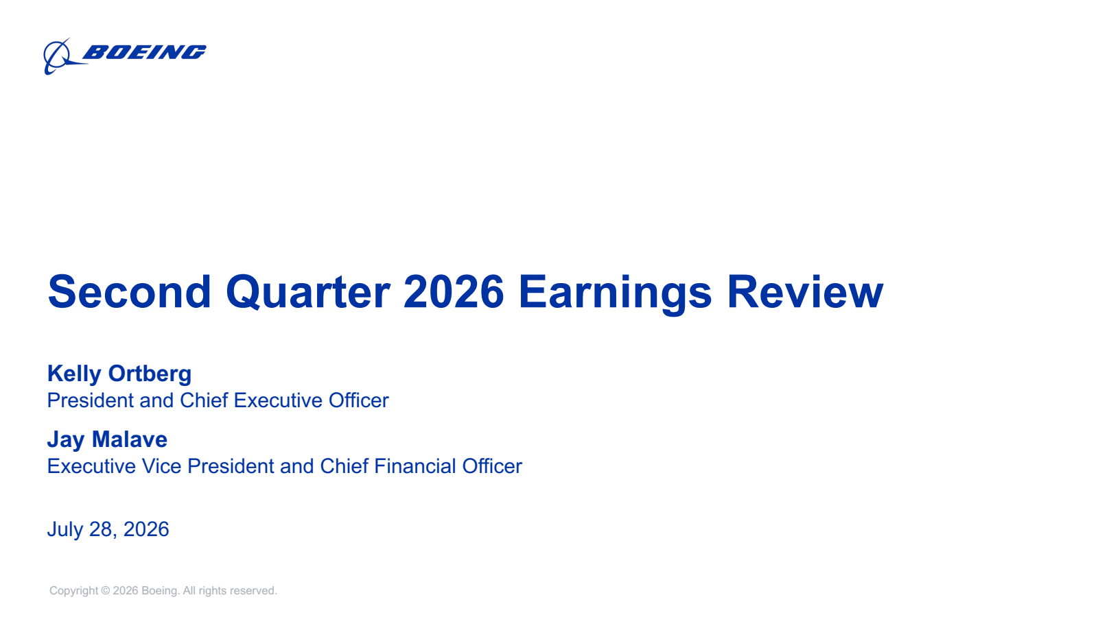 Boeing's Q2 2026 Slide Deck