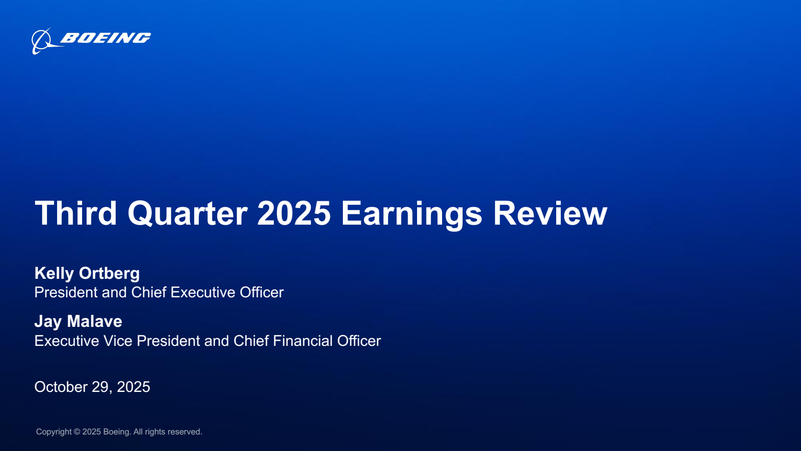 Boeing's Q3 2025 Slide Deck
