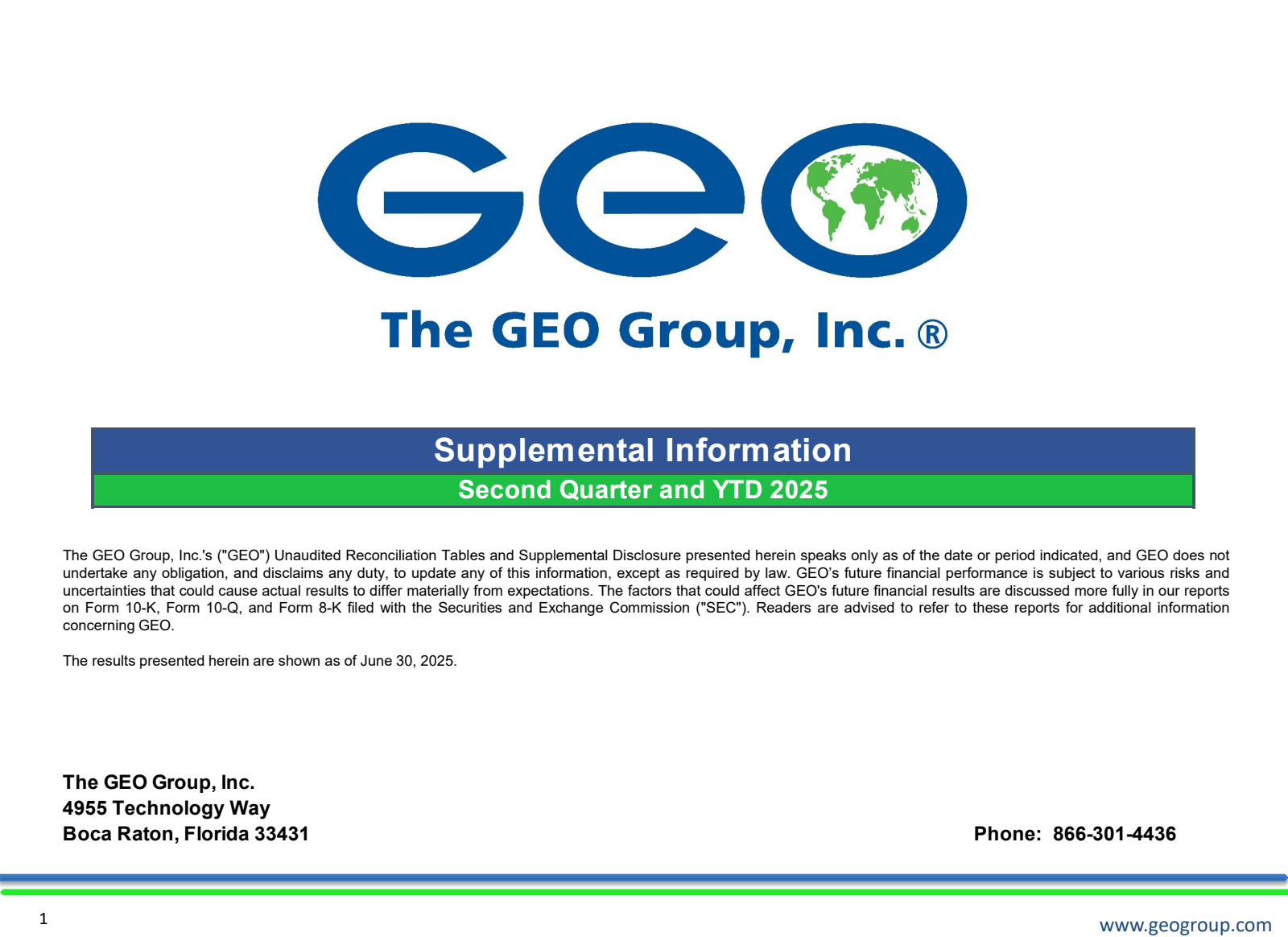 Geo Group's Q2 2025 Slide Deck