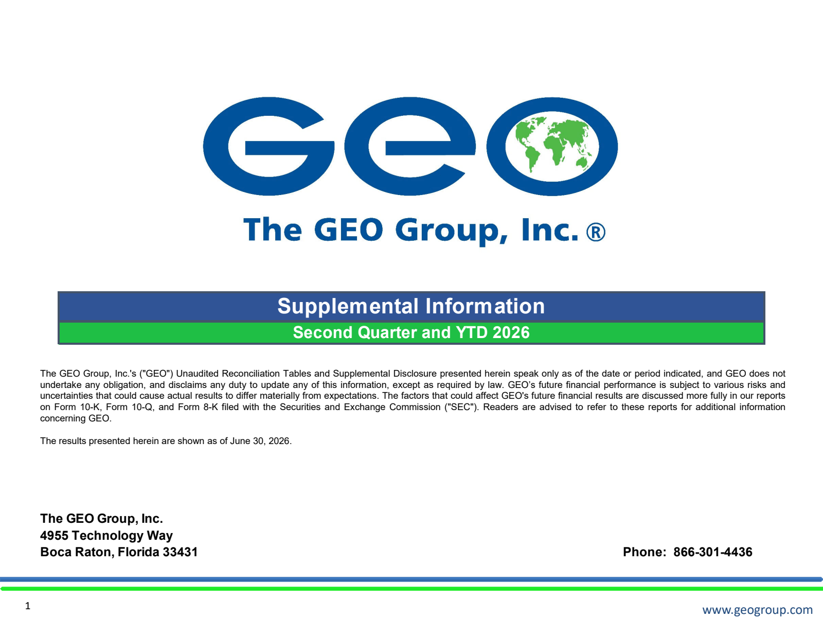 Geo Group's Q2 2026 Slide Deck