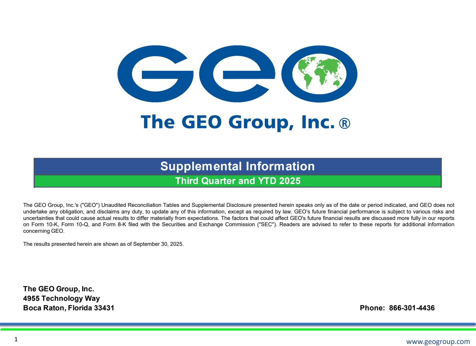Geo Group's Q3 2025 Slide Deck