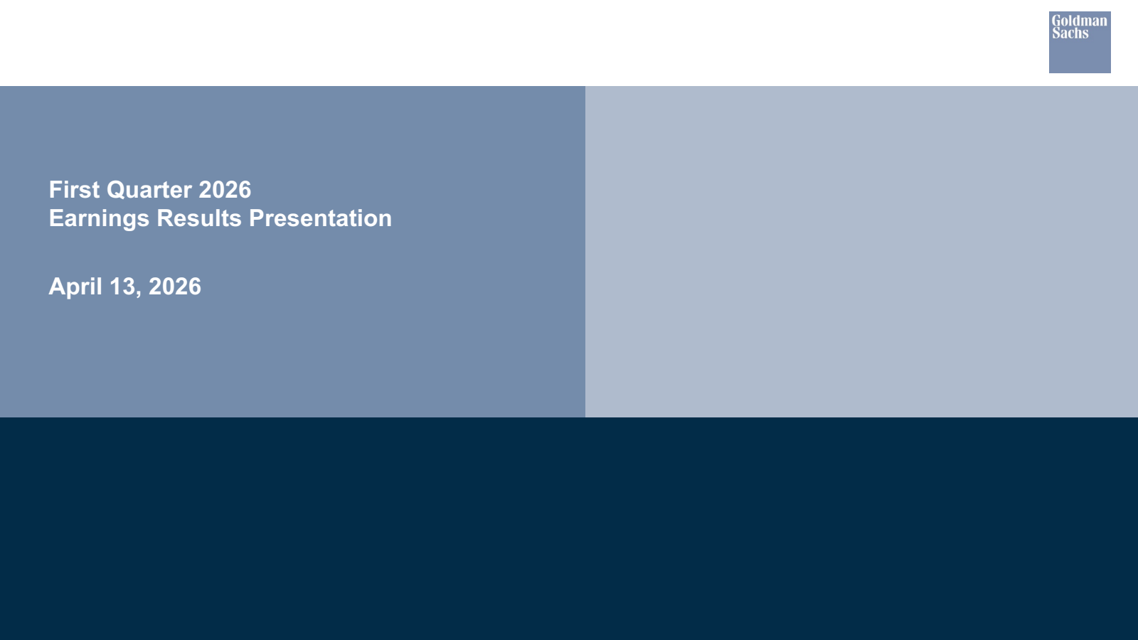 The Goldman Sachs Group's Q1 2026 Slide Deck