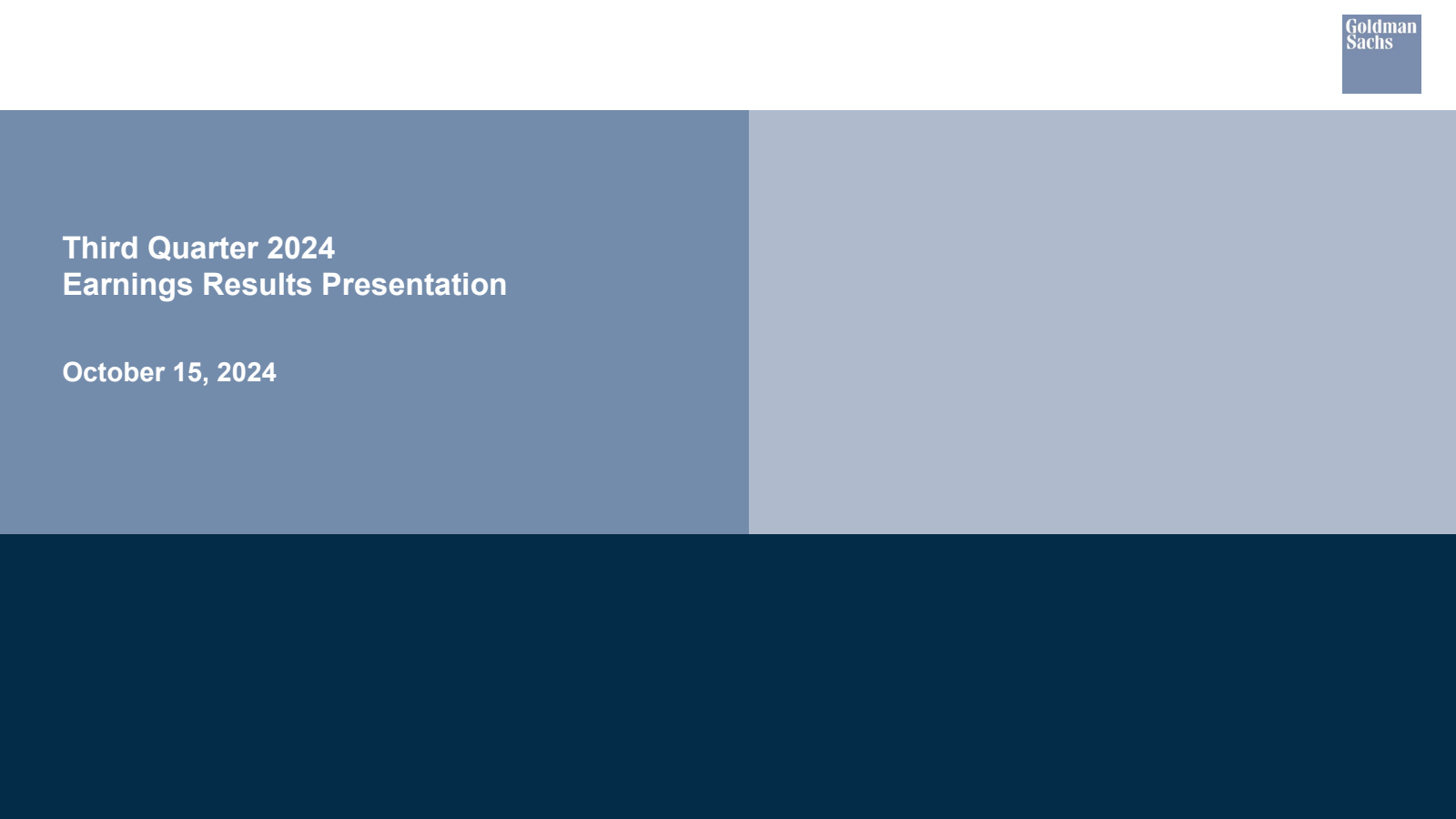 The Goldman Sachs Group's Q3 2024 Slide Deck