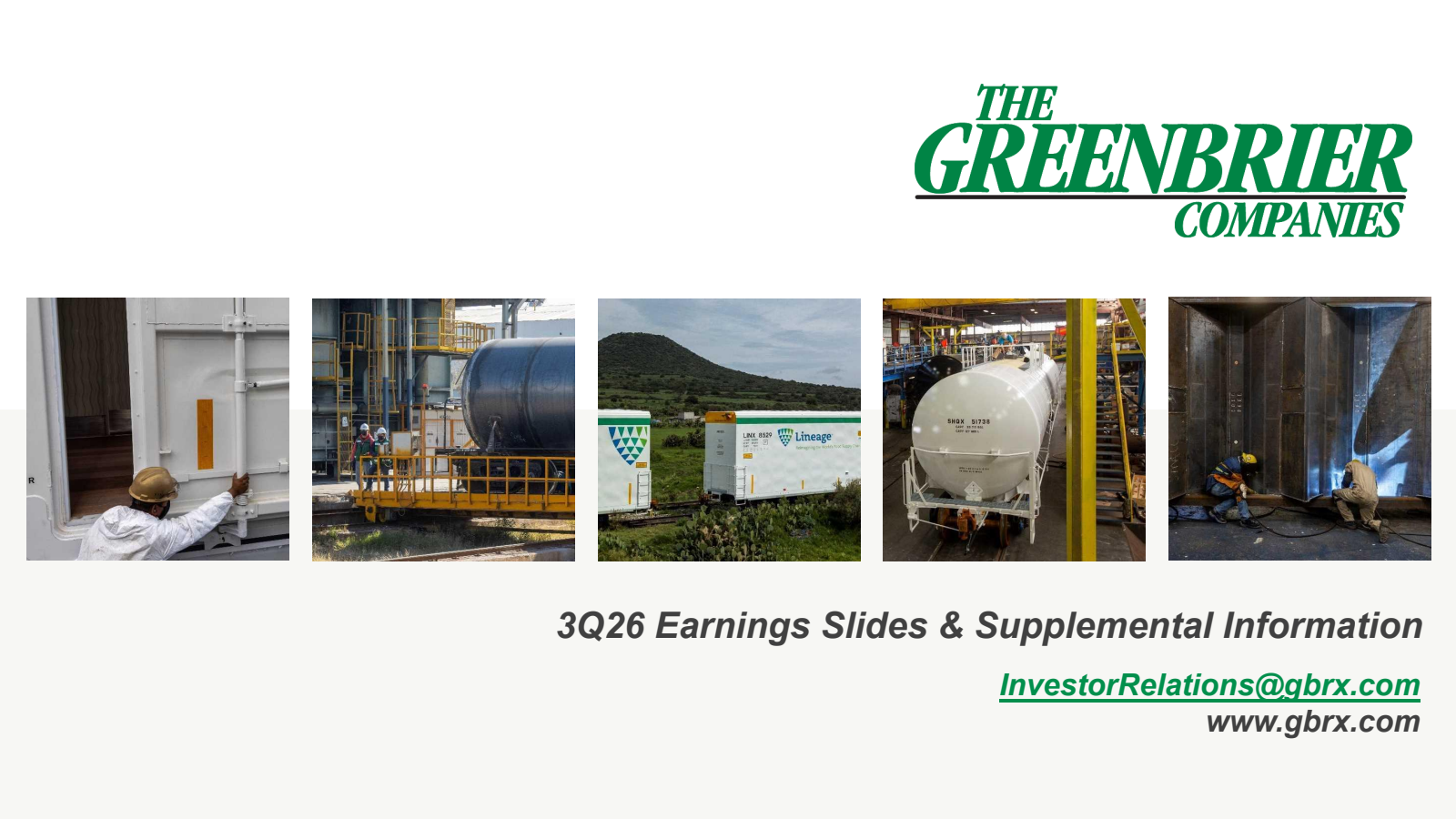 Greenbrier Companies' Q3 2026 Slide Deck