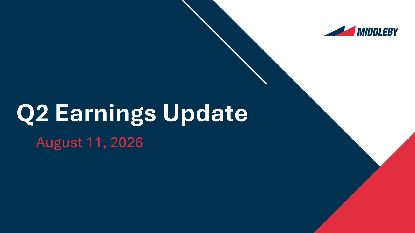 Middleby's Q2 2026 Slide Deck