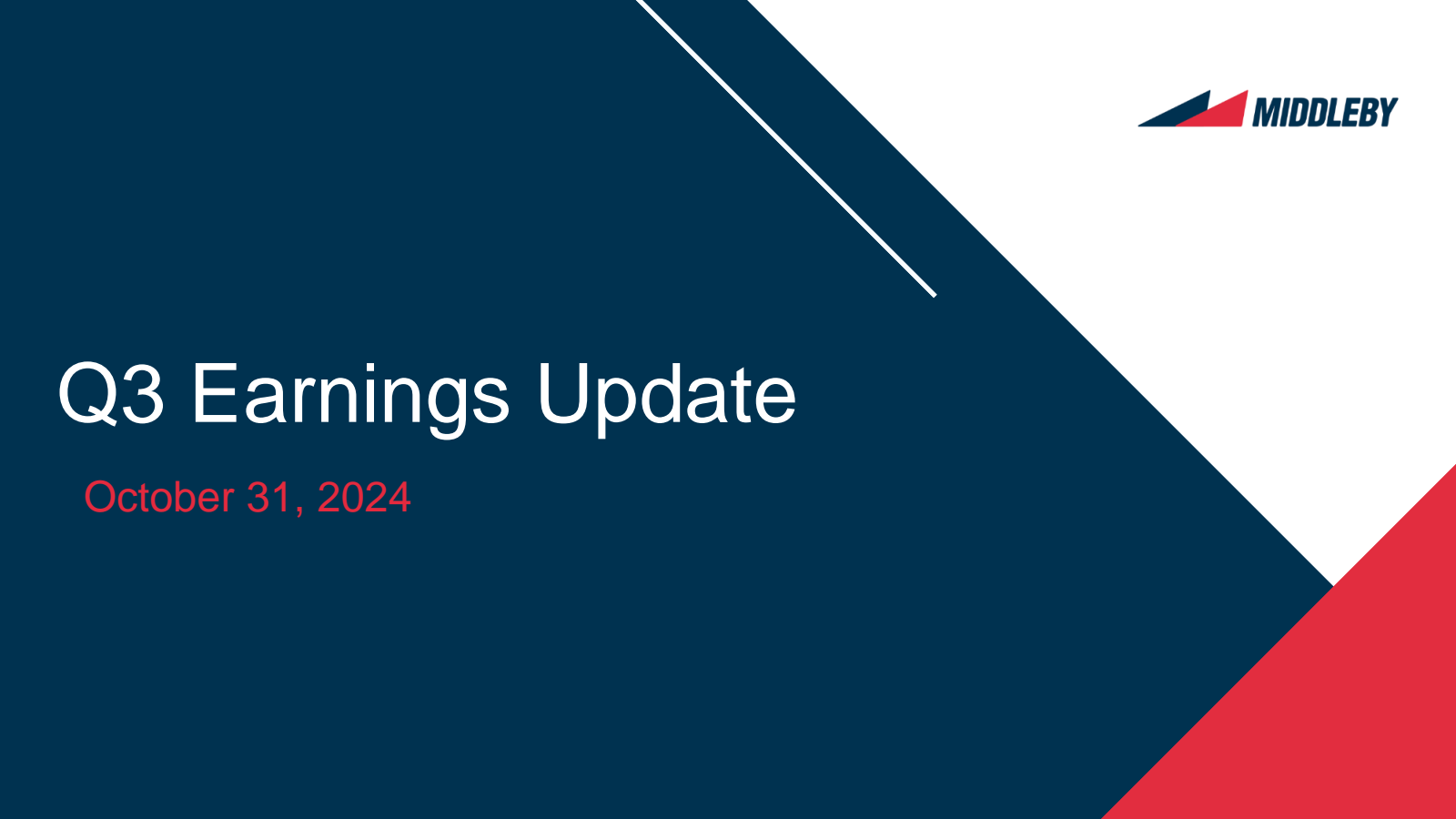 Middleby's Q3 2024 Slide Deck