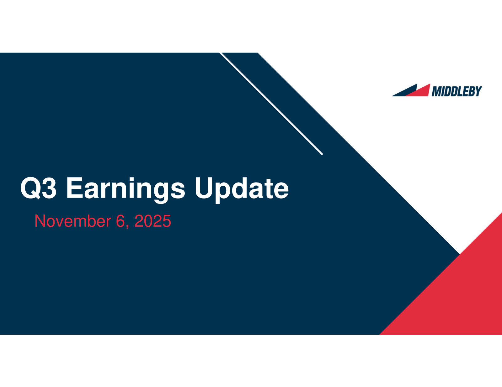 Middleby's Q3 2025 Slide Deck