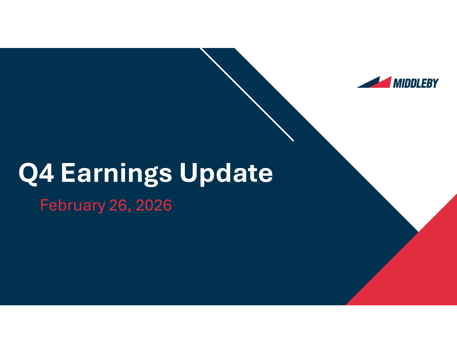 Middleby's Q4 2025 Slide Deck