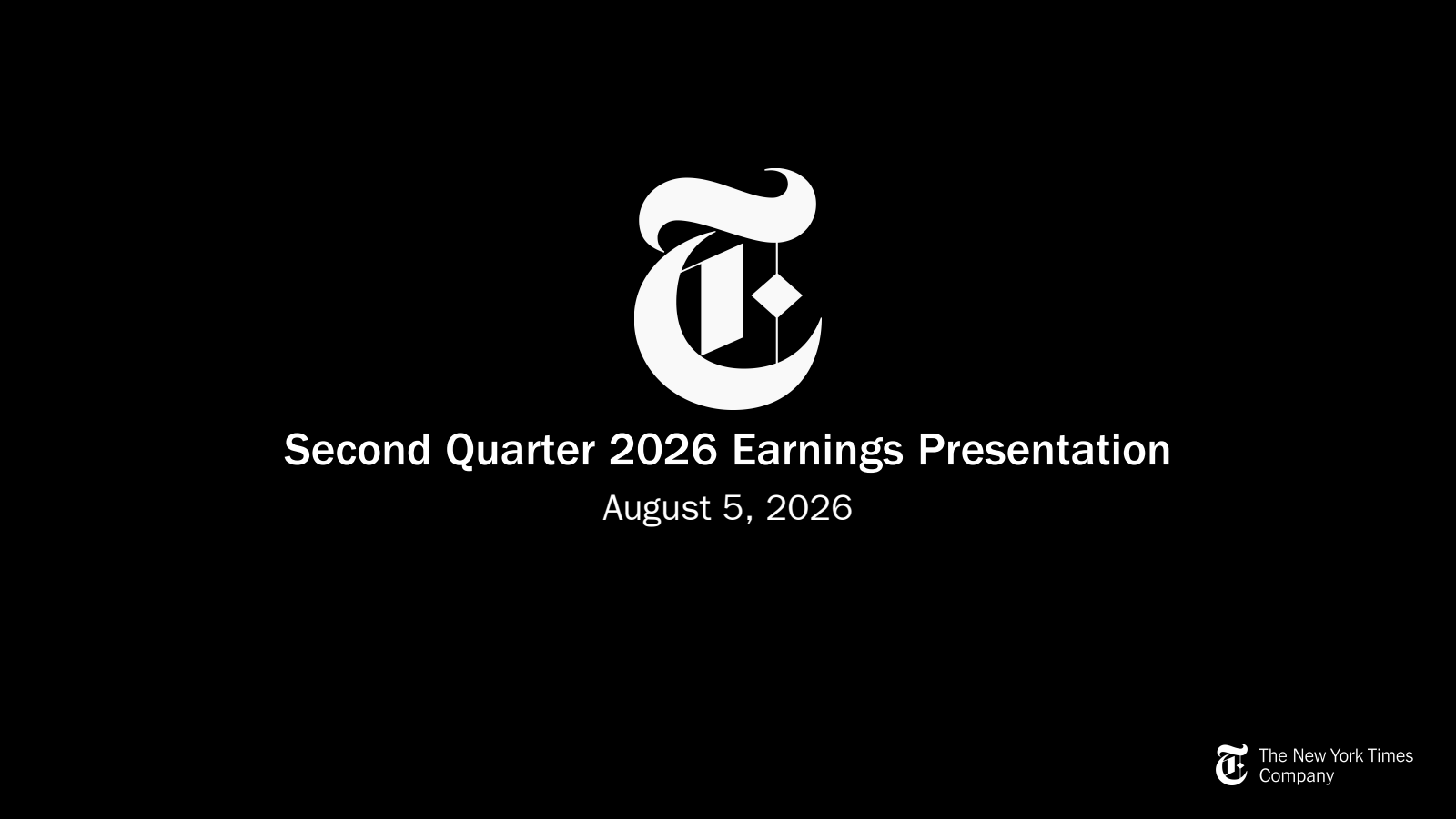 New York Times' Q2 2026 Slide Deck