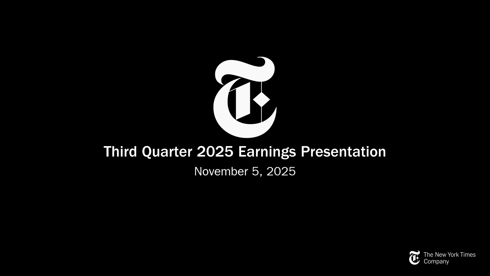 New York Times' Q3 2025 Slide Deck