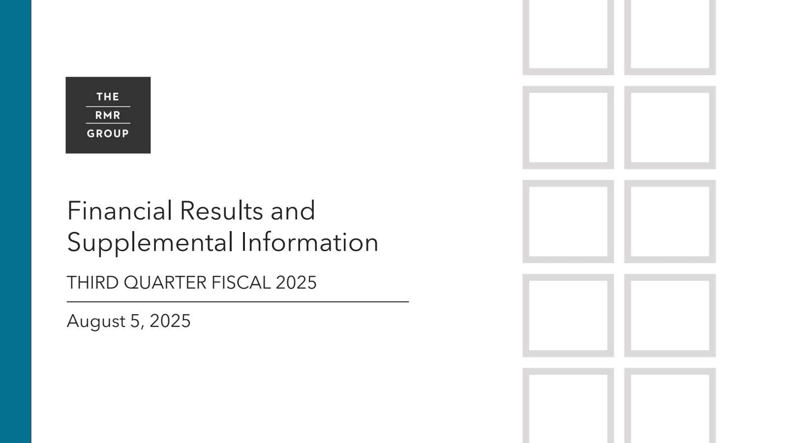 The RMR Group's Q3 2025 Slide Deck