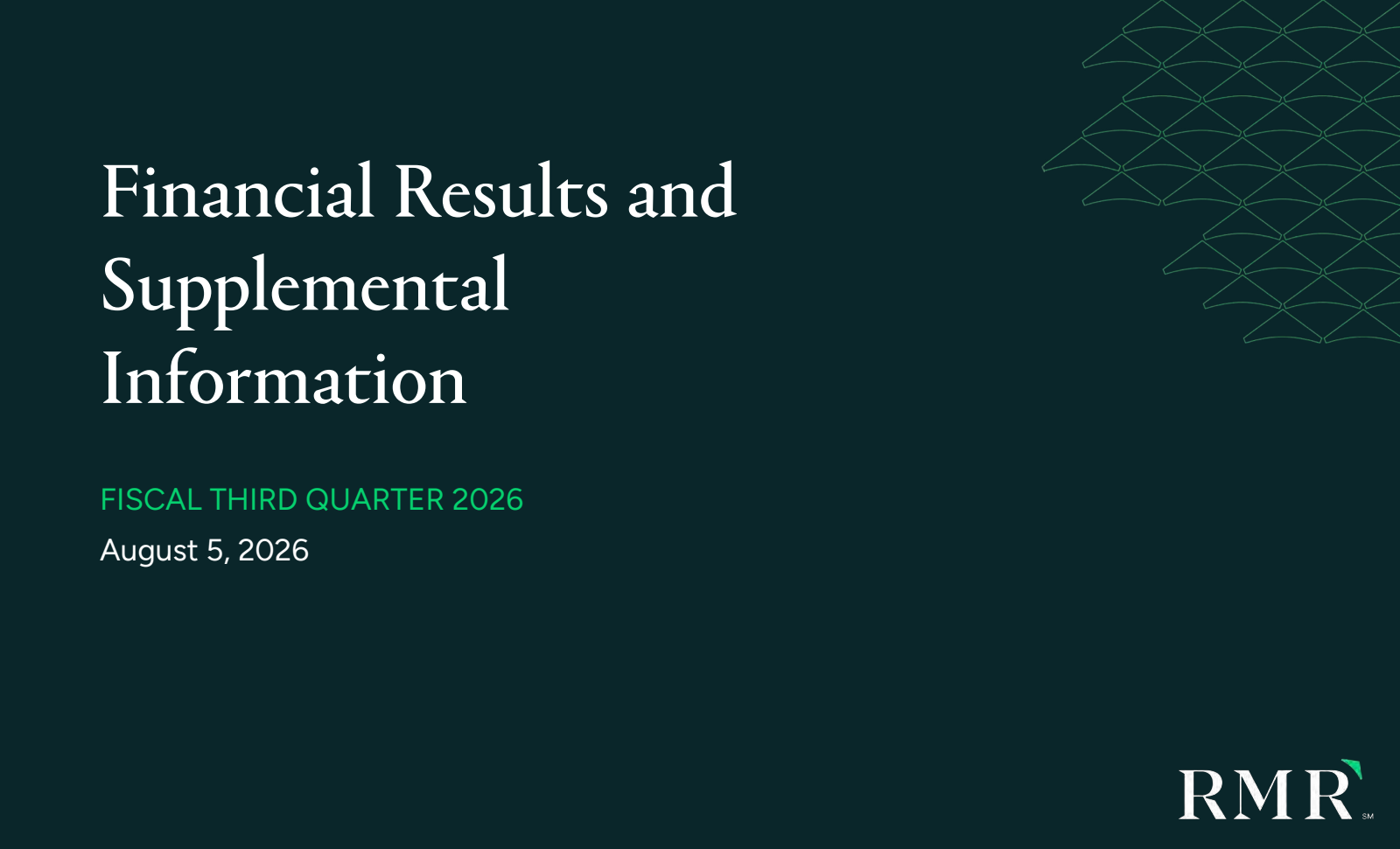 The RMR Group's Q3 2026 Slide Deck
