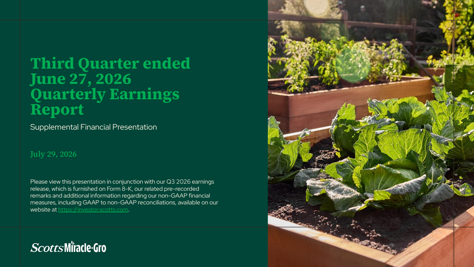 Scotts Miracle-Gro's Q3 2026 Slide Deck