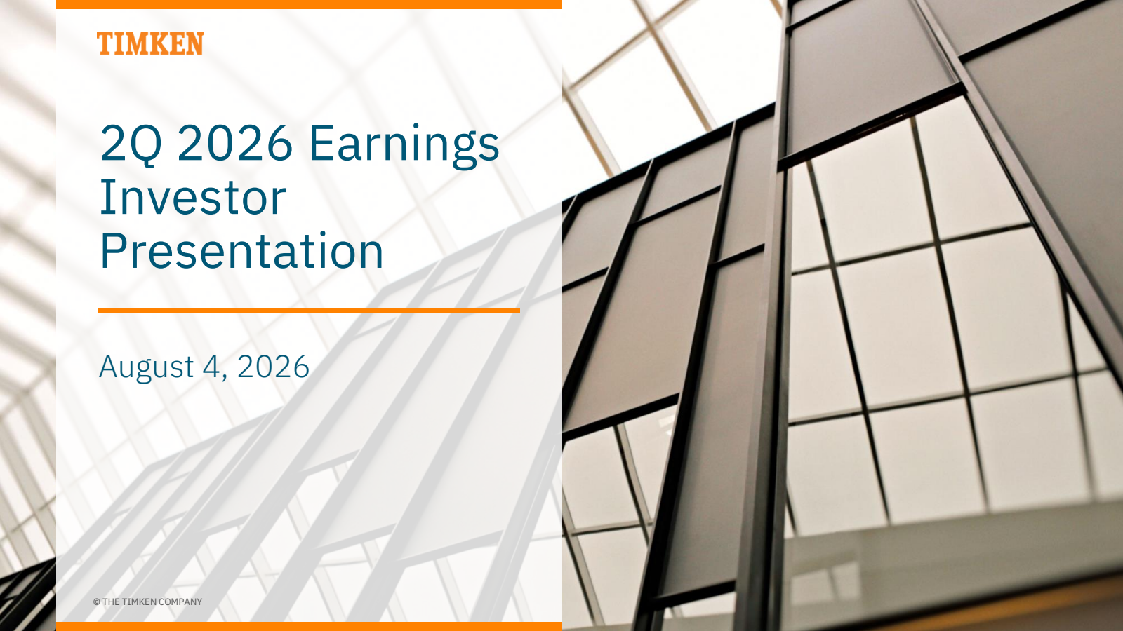 Timken's Q2 2026 Slide Deck