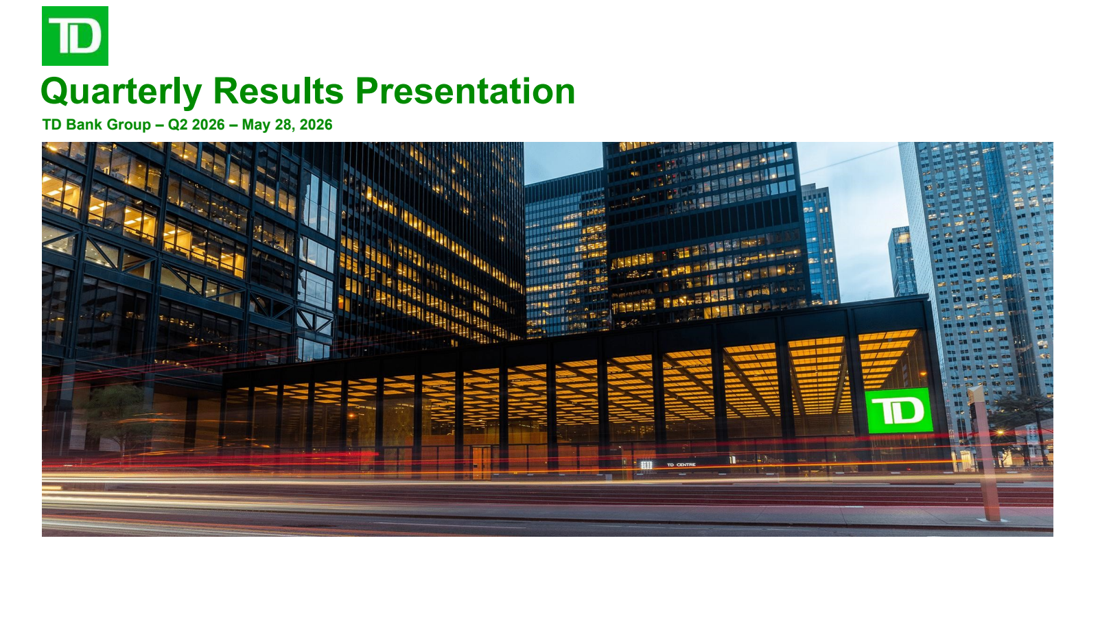 Toronto Dominion Bank's Q2 2026 Slide Deck