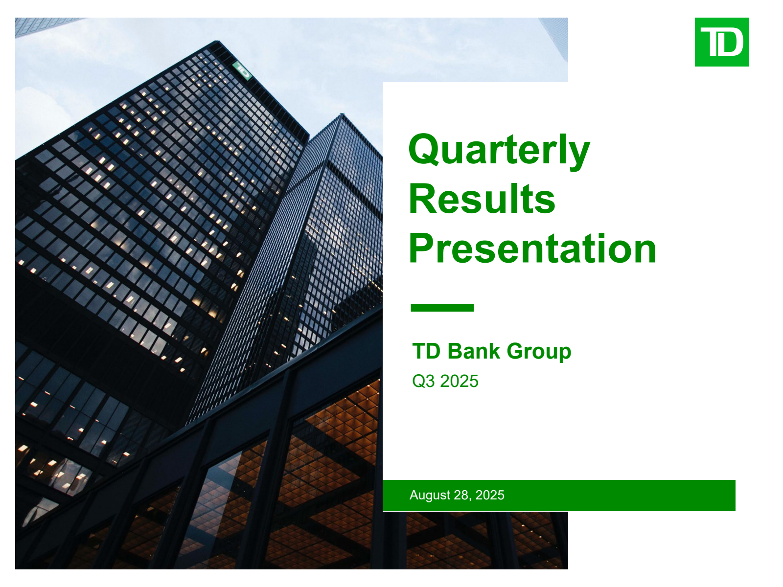 Toronto Dominion Bank's Q3 2025 Slide Deck