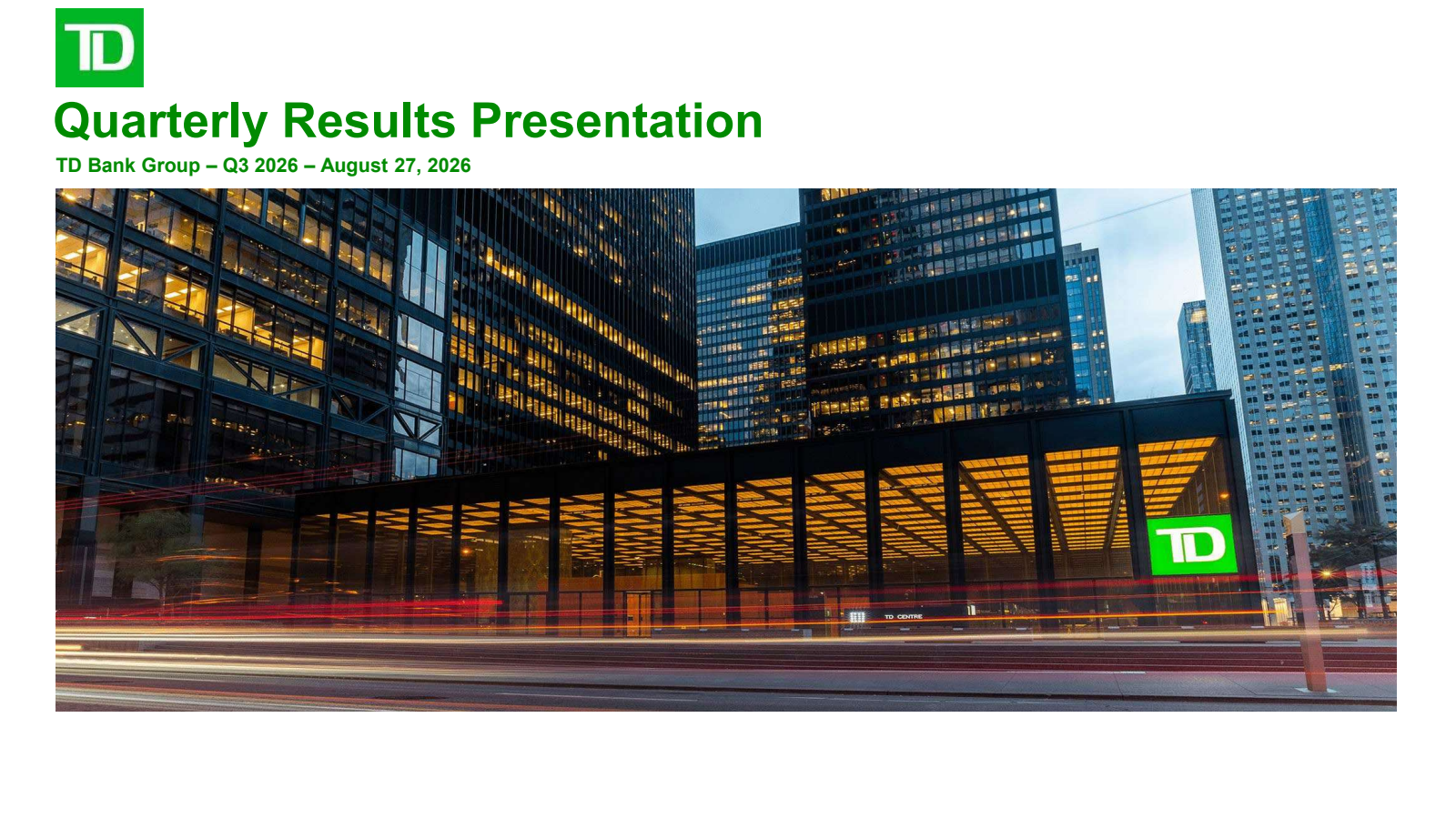 Toronto Dominion Bank's Q3 2026 Slide Deck