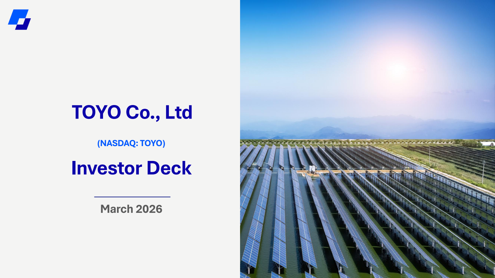 TOYO's H2 2025 Slide Deck
